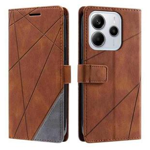 For Redmi Note 14 5G 163.25mm Skin Feel Splicing Leather Phone Case(Brown)