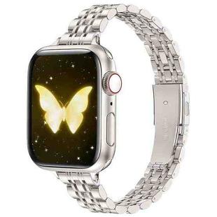 For Apple Watch 46mm / 49mm / 45mm / 44mm Slim Seven Bead Slingshot Buckle Metal Watch Band(Starlight)