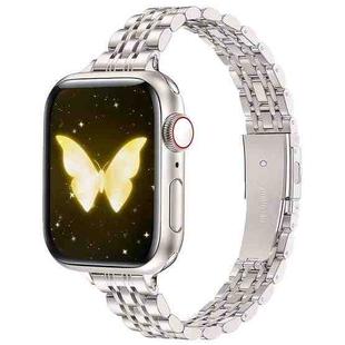 For Apple Watch 42mm / 41mm / 40mm / 38mm Slim Seven Bead Slingshot Buckle Metal Watch Band(Starlight)