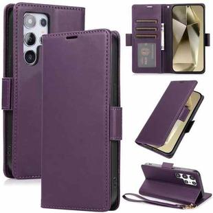 For Samsung Galaxy S25 Ultra 5G Side Buckle RFID Anti-theft Leather Phone Case(Dark Purple)