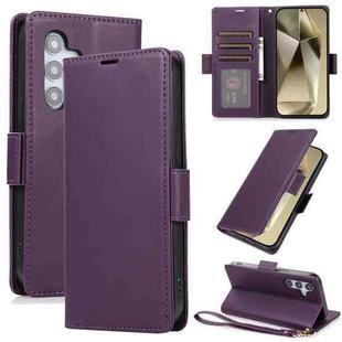 For Samsung Galaxy S25 / S24 5G Side Buckle RFID Anti-theft Leather Phone Case(Dark Purple)
