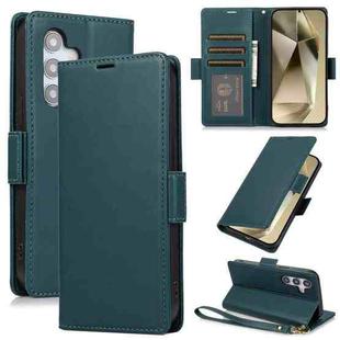 For Samsung Galaxy S25+ / S24+ 5G Side Buckle RFID Anti-theft Leather Phone Case(Green)