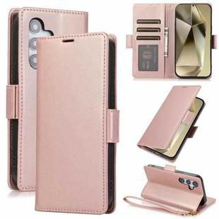 For Samsung Galaxy S25+ / S24+ 5G Side Buckle RFID Anti-theft Leather Phone Case(Rose Gold)