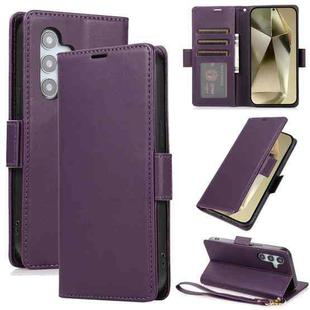 For Samsung Galaxy S25+ / S24+ 5G Side Buckle RFID Anti-theft Leather Phone Case(Dark Purple)