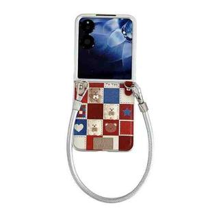For Xiaomi Mix Flip Lattice Little Bear Pattern Full Coverage Phone Case with Wrist Strap(Silver)