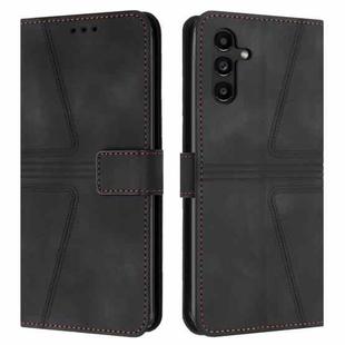 For Samsung Galaxy S25 5G Triangle Solid Color Leather Phone Case(Black)