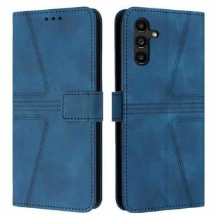 For Samsung Galaxy S25 5G Triangle Solid Color Leather Phone Case(Blue)