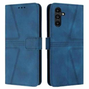 For Samsung Galaxy S25+5G Triangle Solid Color Leather Phone Case(Blue)