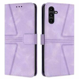 For Samsung Galaxy S25+5G Triangle Solid Color Leather Phone Case(Purple)