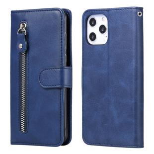 For iPhone 12 Pro Max Fashion Calf Texture Zipper Horizontal Flip Leather Case with Stand & Card Slots & Wallet Function(Blue)