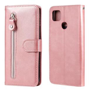 For Xiaomi Redmi 9C Fashion Calf Texture Zipper Horizontal Flip Leather Case with Stand & Card Slots & Wallet Function(Rose Gold)
