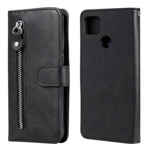 For Xiaomi Redmi 9C Fashion Calf Texture Zipper Horizontal Flip Leather Case with Stand & Card Slots & Wallet Function(Black)