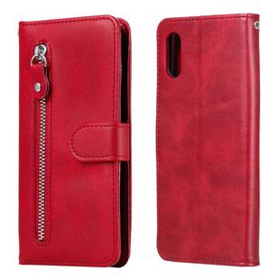 For Xiaomi Redmi 9A Fashion Calf Texture Zipper Horizontal Flip Leather Case with Stand & Card Slots & Wallet Function(Red)