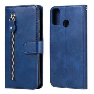 For Huawei Honor 9X Lite Fashion Calf Texture Zipper Horizontal Flip Leather Case with Stand & Card Slots & Wallet Function(Blue)