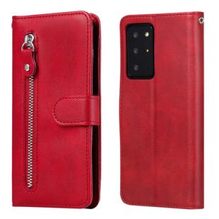 For Samsung Galaxy Note20 Ultra Fashion Calf Texture Zipper Horizontal Flip Leather Case with Stand & Card Slots & Wallet Function(Red)