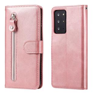 For Samsung Galaxy Note20 Ultra Fashion Calf Texture Zipper Horizontal Flip Leather Case with Stand & Card Slots & Wallet Function(Rose Gold)