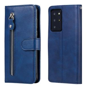 For Samsung Galaxy Note20 Ultra Fashion Calf Texture Zipper Horizontal Flip Leather Case with Stand & Card Slots & Wallet Function(Blue)