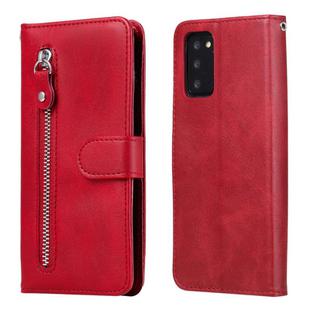 For Samsung Galaxy Note20 Fashion Calf Texture Zipper Horizontal Flip Leather Case with Stand & Card Slots & Wallet Function(Red)