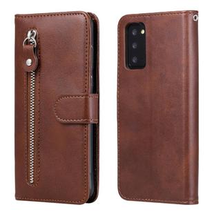 For Samsung Galaxy Note20 Fashion Calf Texture Zipper Horizontal Flip Leather Case with Stand & Card Slots & Wallet Function(Brown)