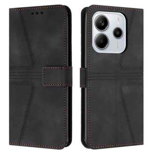 For Redmi Note 14 4G 163.25mm Triangle Solid Color Leather Phone Case(Black)