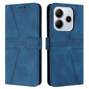 For Redmi Note 14 4G 163.25mm Triangle Solid Color Leather Phone Case(Blue)