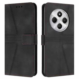 For Redmi A4 5G Triangle Solid Color Leather Phone Case(Black)