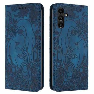 For Samsung Galaxy S25+ 5G Retro Elephant Embossed Leather Phone Case(Blue)