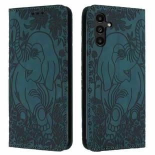 For Samsung Galaxy S25+ 5G Retro Elephant Embossed Leather Phone Case(Green)