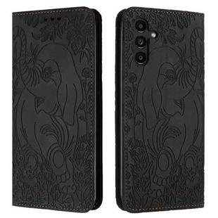 For Samsung Galaxy A16 5G / 4G Retro Elephant Embossed Leather Phone Case(Black)