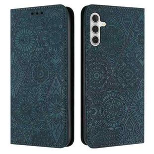 For Samsung Galaxy S25+ 5G Ethnic Embossed Adsorption Leather Phone Case(Blue)
