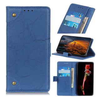 For Samsung Galaxy S20 FE 5G / S20 Fan Edition / S20 Lite Copper Buckle Retro Crazy Horse Texture Horizontal Flip Leather Case with Holder & Card Slots & Wallet(Blue)