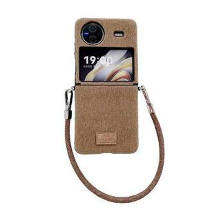 For vivo X Flip Comfortable Short Plush Full Coverage Phone Case(Brown)