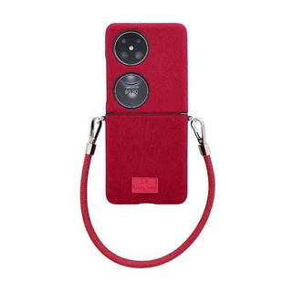 For Huawei Pocket 2 Comfortable Short Plush Full Coverage Phone Case with Wrist Strap(Red)