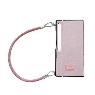 For Huawei Mate Xs 2 Comfortable Short Plush Full Coverage Phone Case with Wrist Strap(Pink)