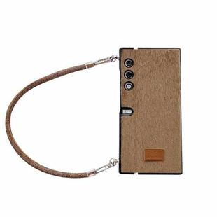 For Honor V Purse Comfortable Short Plush Full Coverage Phone Case with Wrist Strap(Brown)