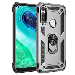 For Motorola Moto G Fast Shockproof TPU + PC Protective Case with 360 Degree Rotating Holder(Silver)