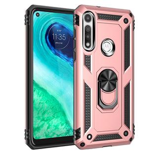 For Motorola Moto G Fast Shockproof TPU + PC Protective Case with 360 Degree Rotating Holder(Rose Gold)