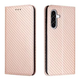 For Samsung Galaxy A26 5G Carbon Fiber Texture Magnetic Flip Leather Phone Case(Rose Gold)