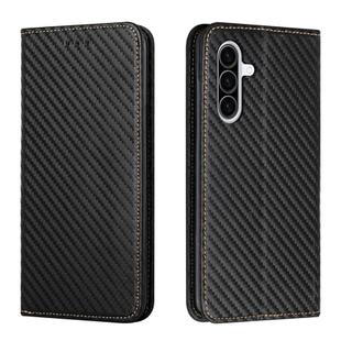 For Samsung Galaxy A36 5G Carbon Fiber Texture Magnetic Flip Leather Phone Case(Black)