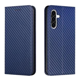 For Samsung Galaxy A36 5G Carbon Fiber Texture Magnetic Flip Leather Phone Case(Blue)
