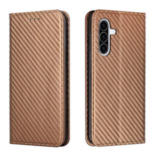 For Samsung Galaxy A36 5G Carbon Fiber Texture Magnetic Flip Leather Phone Case(Brown)