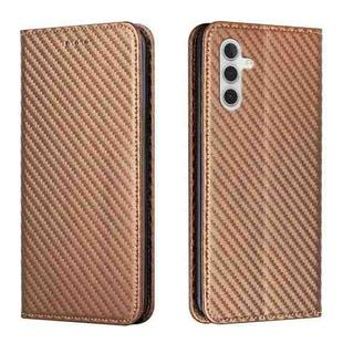 For Samsung Galaxy S25+ 5G Carbon Fiber Texture Magnetic Flip Leather Phone Case(Brown)