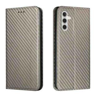 For Samsung Galaxy S25+ 5G Carbon Fiber Texture Magnetic Flip Leather Phone Case(Grey)