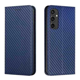 For Samsung Galaxy S24 FE 5G Carbon Fiber Texture Magnetic Flip Leather Phone Case(Blue)