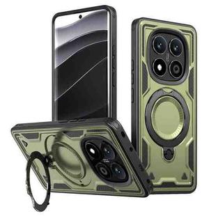 For Redmi Note 14 Pro 5G PC Hybrid TPU Armor MagSafe Ring Holder Phone Case(Olive Green)