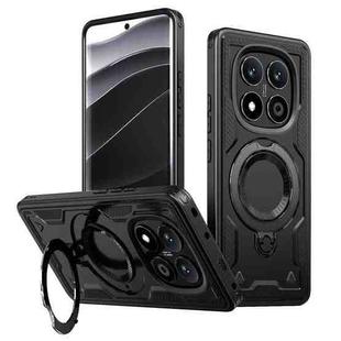 For Redmi Note 14 Pro 5G PC Hybrid TPU Armor MagSafe Ring Holder Phone Case(Black)