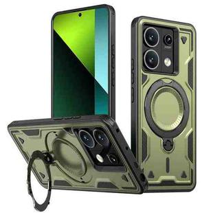 For Redmi Note 13 5G PC Hybrid TPU Armor MagSafe Ring Holder Phone Case(Olive Green)