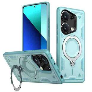 For Redmi Note 13 Pro 4G PC Hybrid TPU Armor MagSafe Ring Holder Phone Case(Light Blue)