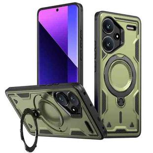 For Redmi Note 13 Pro+ PC Hybrid TPU Armor MagSafe Ring Holder Phone Case(Olive Green)