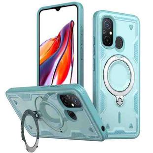 For Redmi 12C 4G PC Hybrid TPU Armor MagSafe Ring Holder Phone Case(Light Blue)